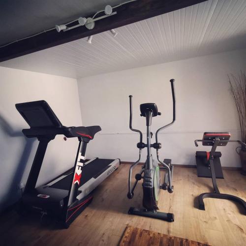 a gym with two exercise bikes and a treadmill at Sidari Waterpark in Sidari