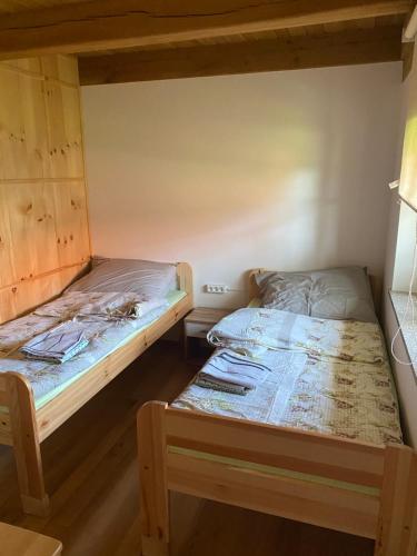 Un pat sau paturi într-o cameră la Domačija Brdar