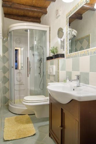 un bagno con WC, lavandino e doccia di Villa Stefani a Buje