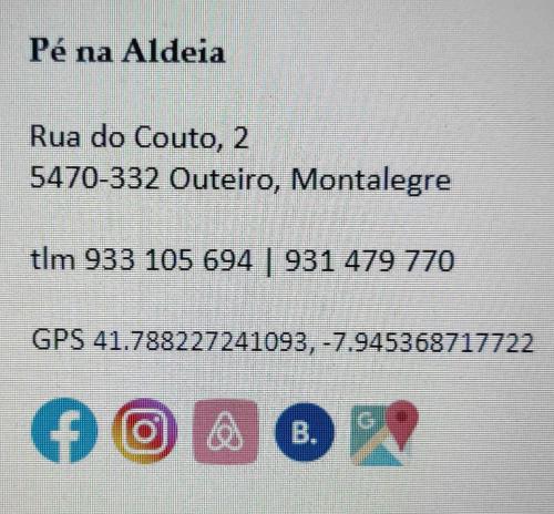 a screenshot of a cell phone screen with a text message at Pé na Aldeia in Outeiro
