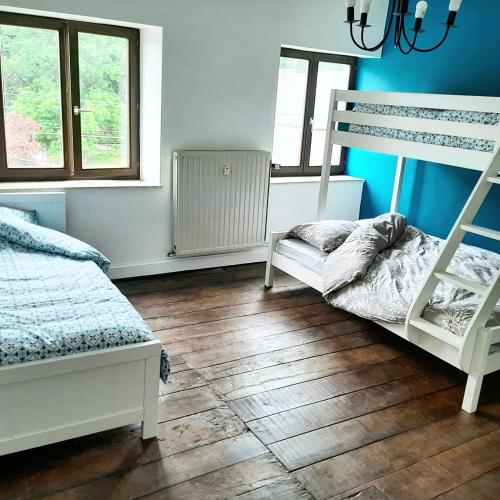 a bedroom with a bunk bed and a ladder at Le Bonheur Cristallin in Rochefort