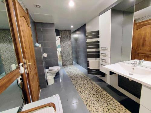a bathroom with a sink and a toilet at Les Digues Vauban in Ciboure