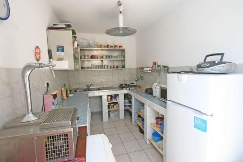 a kitchen with a refrigerator and a counter top at Room in Medulin with terrace, air conditioning, WiFi 3488-6 in Medulin