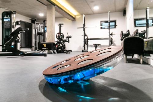 a gym with a wooden board on display in a room at The Roebbek x Hanse in Hamburg