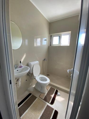 a bathroom with a toilet and a sink at Gjoni Apartments in Ulcinj