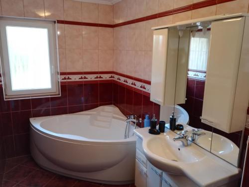 a bathroom with a tub and a sink at Risika Apartmani in Risika