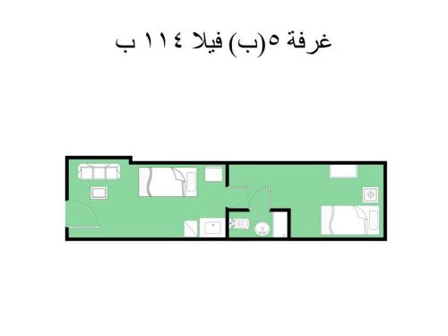 a floor plan of a house with at no 4and5 Basement Chalets 2 Beds Green Beach on the pool 114b in El Alamein