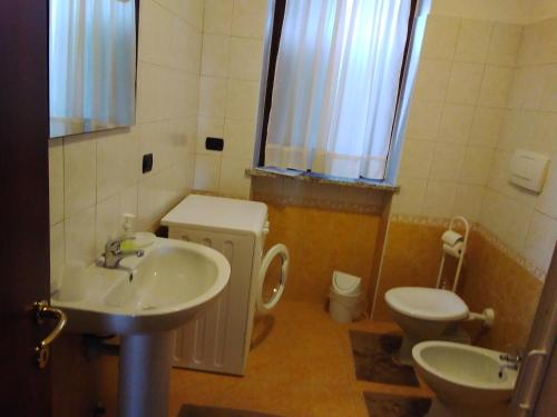 a bathroom with a sink and a toilet at Appartamenti sapori di campagna in Pescantina