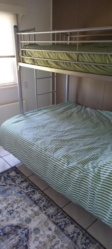 two bunk beds in a room with a rug at 't uiltje in Ermelo