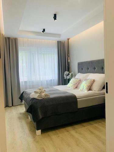 Ένα ή περισσότερα κρεβάτια σε δωμάτιο στο Apartament Moniuszko z Parkingiem podziemnym