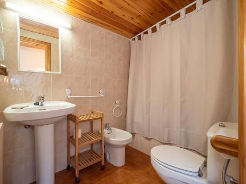 bagno con lavandino e servizi igienici di Casa rural Quintana - Montanuy a Montanúy