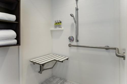 a bathroom with a shower with a bench in it at Holiday Inn Express-International Drive, an IHG Hotel in Orlando