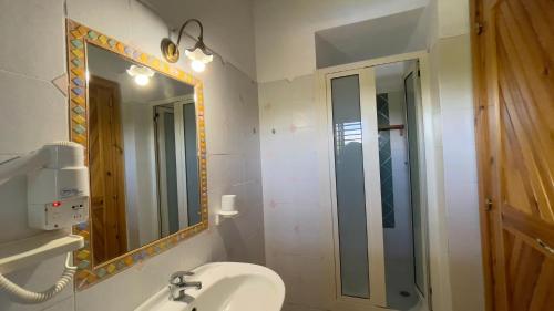 a bathroom with a toilet and a sink and a mirror at Agriturismo La Casa Del Ghiro in Pimonte