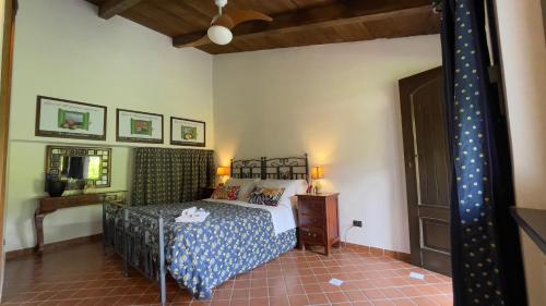 a bedroom with a bed and a tv in a room at Agriturismo La Casa Del Ghiro in Pimonte
