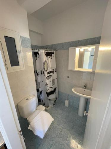 a bathroom with a toilet and a sink at Fontana Apartments in Moraitika