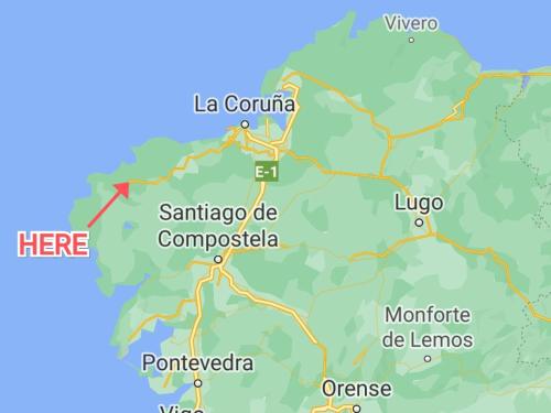 a map of santiago de compostela at Pensión Residencia Miñones in Bayo Grande