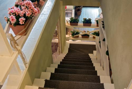 a stairway with potted plants and flowers at La Pampa Relais & Spa in Melizzano