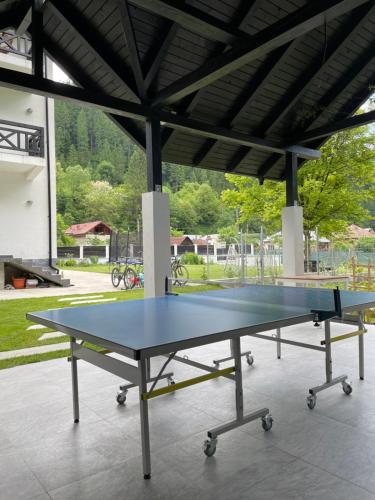 a ping pong table in a pavilion at Pensiunea Edelweiss in Voineasa