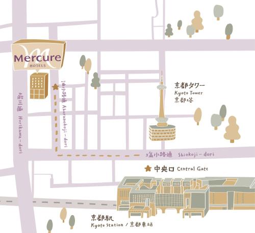 a map of the site of the morgue at Mercure Kyoto Station in Kyoto