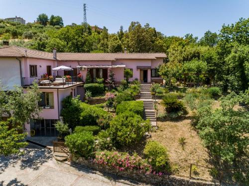 an aerial view of a house with a garden at B&B Albachiara Casa di Campagna in Ogliastro Cilento