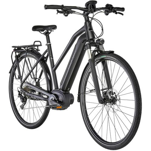 a black bike is parked on a white background at Zur Post Kümmersbruck Hotel & Tiny Houses in Kümmersbruck