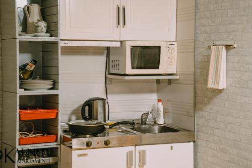 Кухня или мини-кухня в Kalna apartamenti
