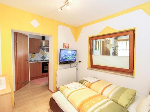 ein Wohnzimmer mit einem Sofa und einem Fenster in der Unterkunft Apartment Christian by Interhome in Ginzling