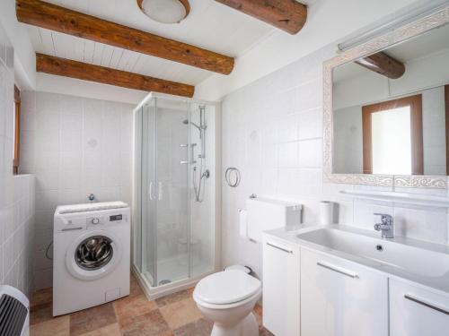a bathroom with a toilet sink and a shower at Holiday Home Baita Nini by Interhome in Trarego