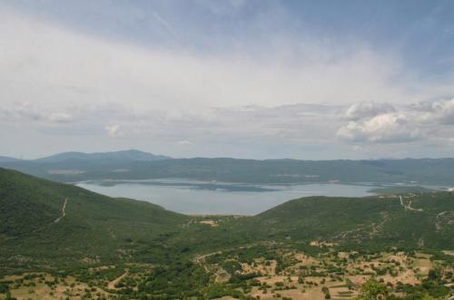 an aerial view of a lake in the hills at Seosko domaćinstvo STAREVINA in Nikšić