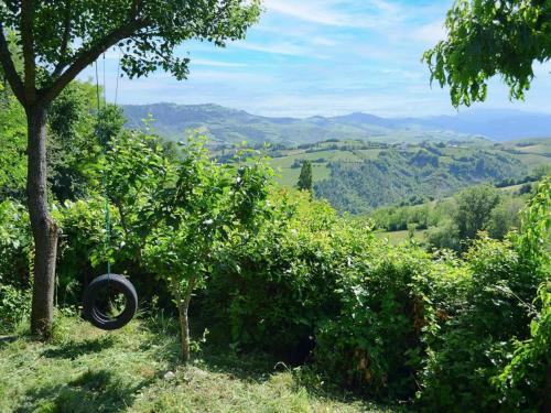 a tire swing hanging from a tree on a hill at Holiday Home Casale Antica Pietra by Interhome in Gemmano