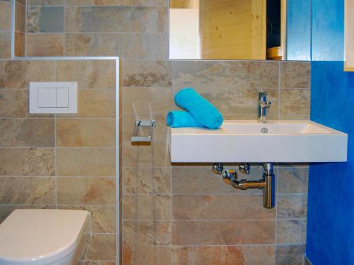a bathroom with a sink and a toilet at Chalet D'Arby by Interhome in Nendaz