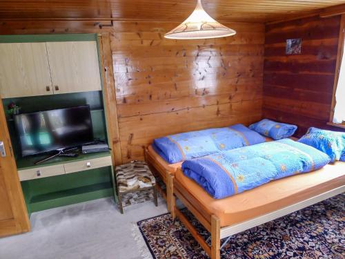una camera con letto e TV di Apartment Heiderösli-2 by Interhome a Grächen