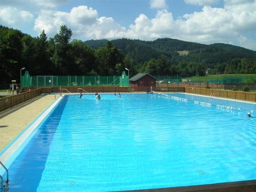 בריכת השחייה שנמצאת ב-Chata na Poskle u lesa s výhledem או באזור