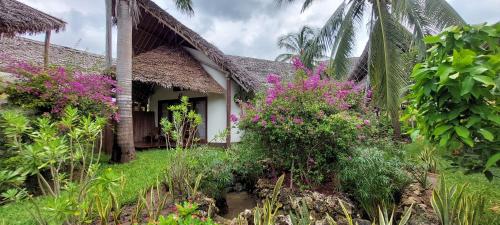 a house with pink flowers in front of it at Kena Beach Hotel in Matemwe