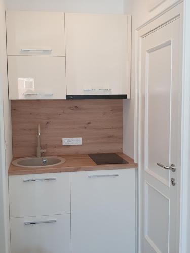 Kuchyň nebo kuchyňský kout v ubytování Apartments Boreta