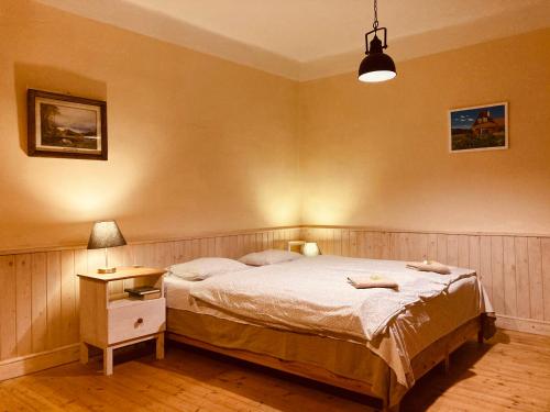 Posteľ alebo postele v izbe v ubytovaní Kamenná chalupa