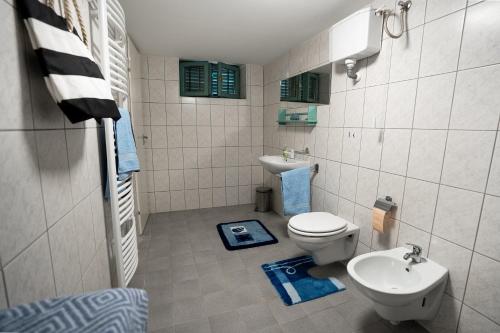 een badkamer met een toilet en een wastafel bij HillSide Gasthaus 2 a Szent György-hegy lankáin in Tapolca