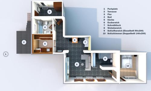 a floor plan of a bedroom apartment with at Ferienwohnung Untersteinbach in Pfedelbach