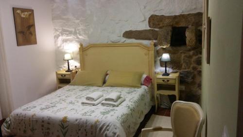 Cama o camas de una habitación en Casal de Folgueiras Rias Baixas