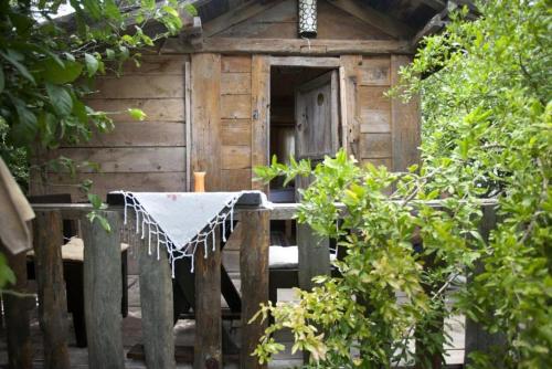 a bird house with a net in front of it at Hane-i Keyif Pension in Cıralı