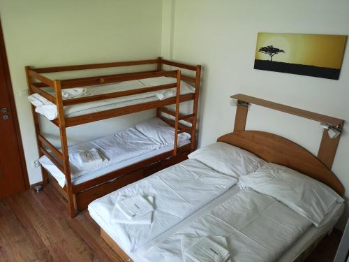Двухъярусная кровать или двухъярусные кровати в номере Apartmanovy Dom Triangel