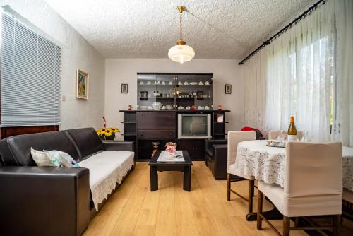 een woonkamer met een bank en een tafel bij Apartments Fuma in Otočac