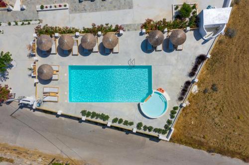 an overhead view of a pool at a resort at Irida Vacation suites in Kastraki