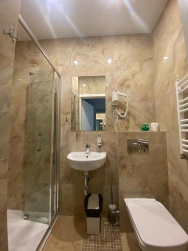 Koupelna v ubytování Hotel Ajax