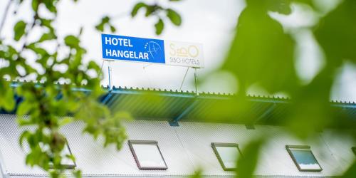a sign on the roof of a hotel hangarden at Hotel Hangelar in Sankt Augustin