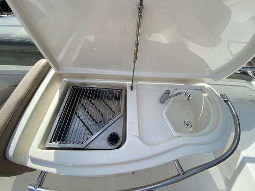 a sink in the front of a boat at Luxury Italian Motor Yacht in Hamble
