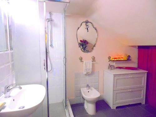 ルッカにあるAppartamento Biancaのバスルーム(洗面台、トイレ、シャワー付)