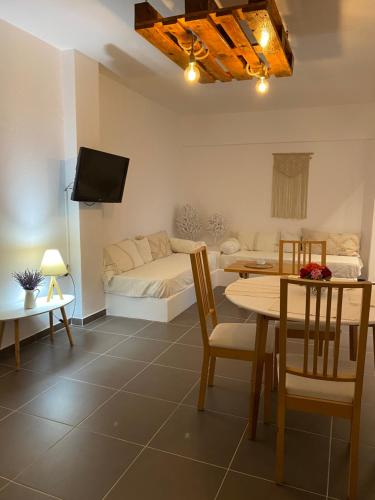 古厄庇道魯斯的住宿－D&D apartments，客厅配有床、桌子和沙发
