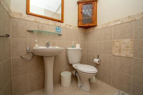 un baño con inodoro y lavabo en Villa Garda B&B, en Ciudad del Cabo
