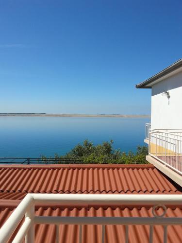 a view of the water from the roof of a house at Rooms Ante in Tribanj-Krušćica